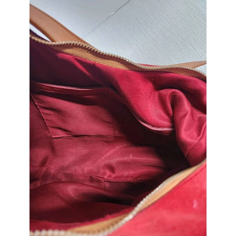 Valentina Red Brown Leather Hobo Shoulder Bag